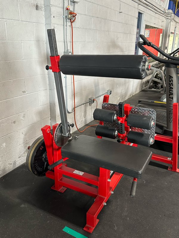 A glute-ham developer and other red strength equipment.